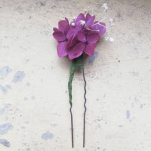 Charger l&#39;image dans la galerie, Lot de 3 épingles à cheveux en fleurs violet
