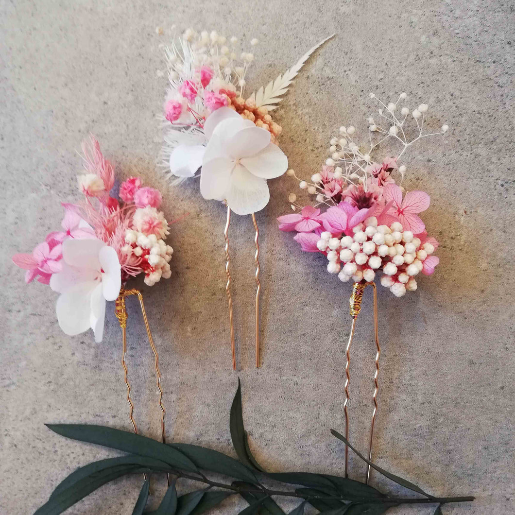 Épingle en fleurs stabilisées, Épinglette de fleurs créme séchées,pin de mariage,Pin de fleur, épingle à cheveux fleurs stabilisées